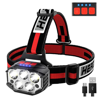 Outdoor Led Built In Strong Light Rechargeable Flashlight Cob Fishing Headlight